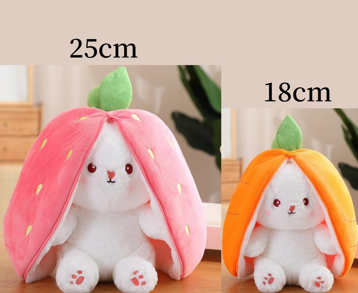 Adorable Kawaii Fruit Bunny Plush Toy - Cute Carrot & Strawberry Rabbit for Kids' Birthday & Christmas Gifts!
