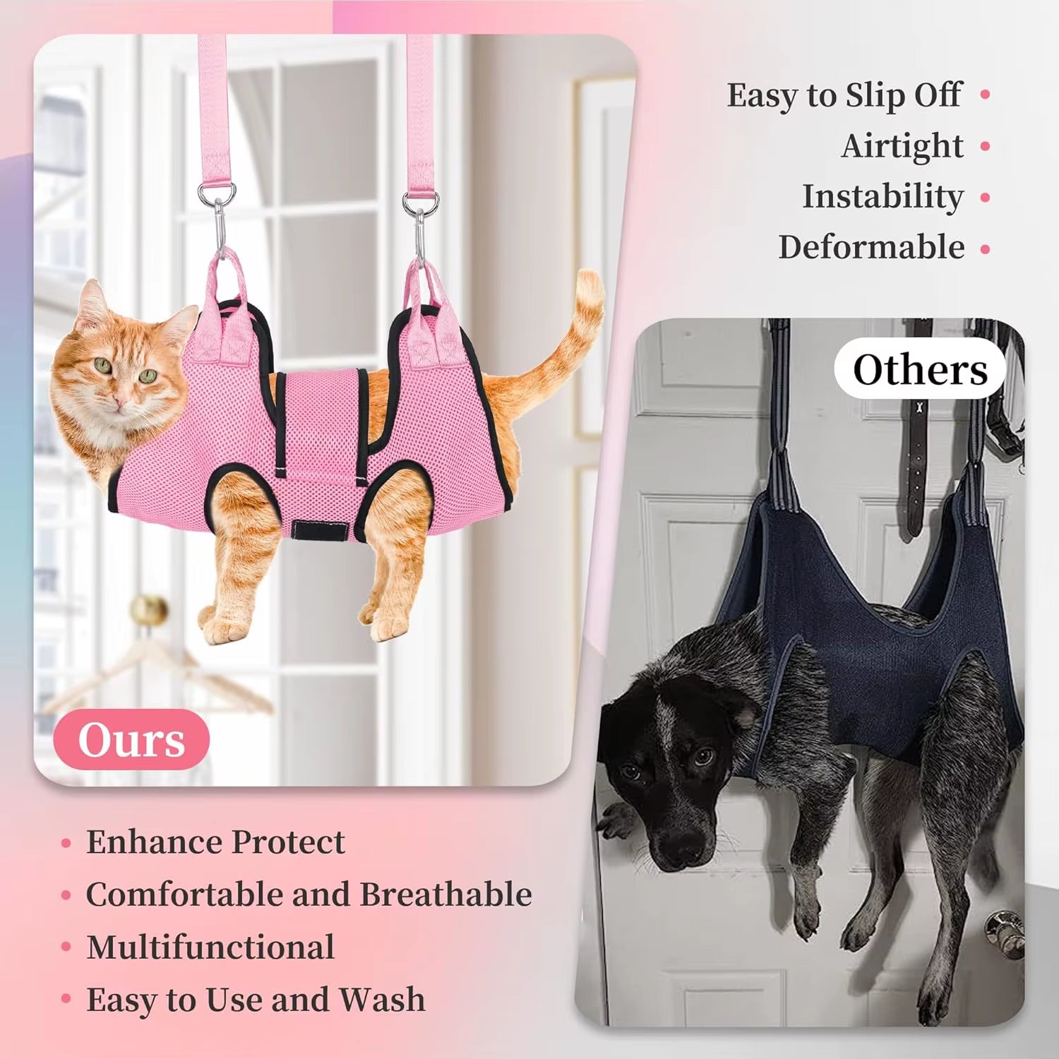 TONG Cat Grooming Hammock - Effortless Bathing, Nail Clipping & Grooming for Cats and Dogs