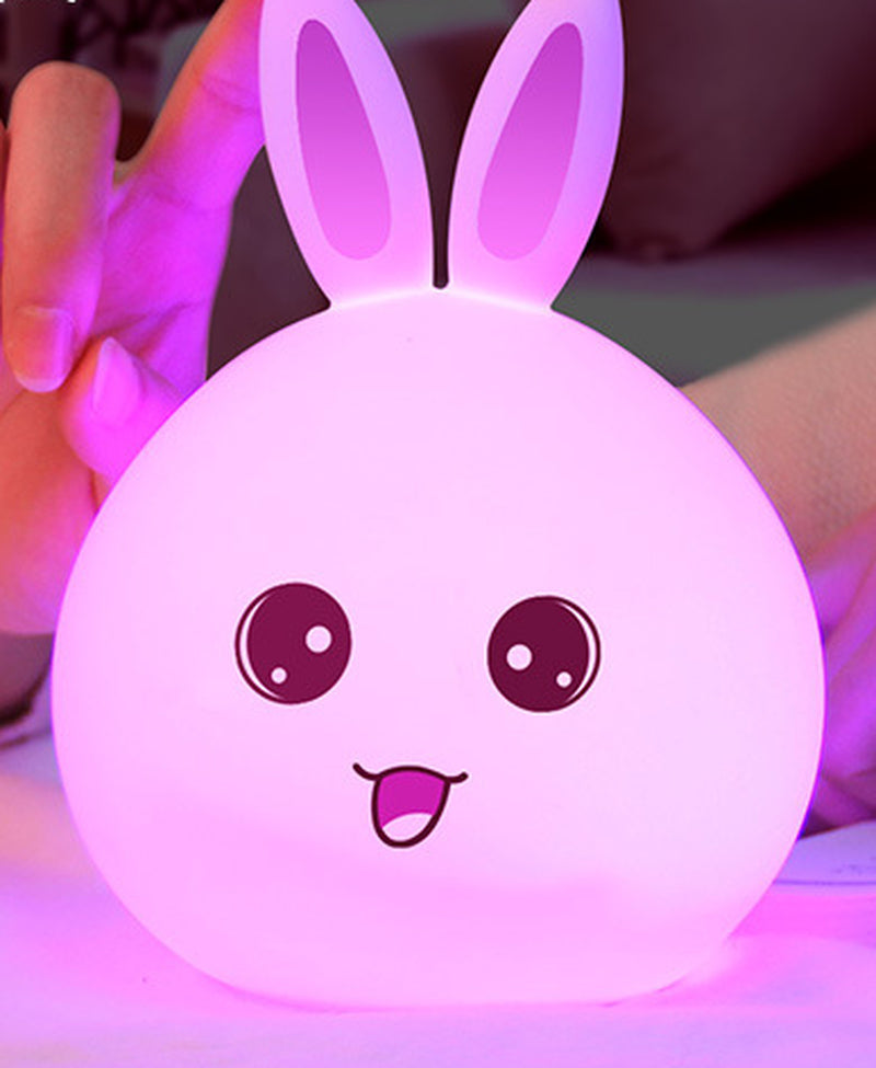 Adorable Touch Sensor Rabbit Night Light - Colorful Silicone LED Lamp for Kids