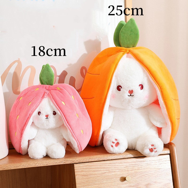 Adorable Kawaii Fruit Bunny Plush Toy - Cute Carrot & Strawberry Rabbit for Kids' Birthday & Christmas Gifts!