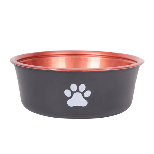 Stylish Golden Premium Stainless Steel Dog Bowl - Large Capacity & Anti-Knock Design for Mess-Free Feeding