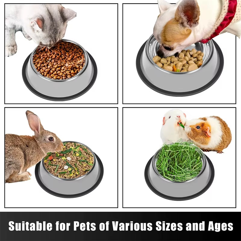 Premium Non-Slip Stainless Steel Pet Bowl with Rubber Base - Ideal for Food and Water!