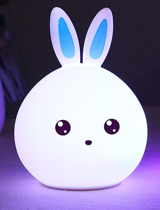Adorable Touch Sensor Rabbit Night Light - Colorful Silicone LED Lamp for Kids