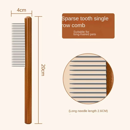 Ultimate Premium Stainless Steel Cat Comb with Elegant Wooden Handle - The Must-Have Grooming Tool for Cats & Dogs!