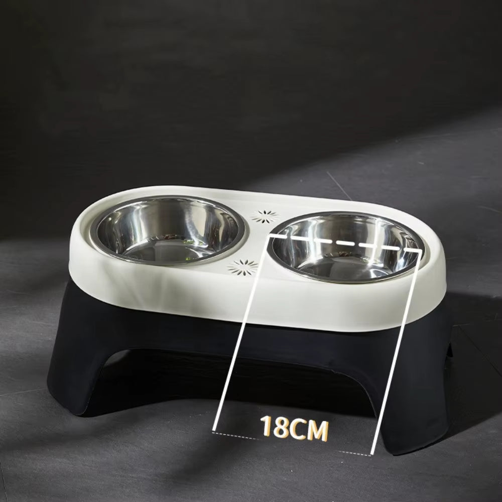 Premium Elevated Stainless Steel Pet Feeding Bowls - Anti-Knock Double Bowl for Cats and Dogs with Leak Proof Design