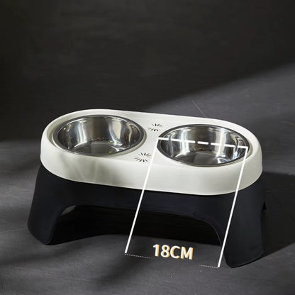 Premium Elevated Stainless Steel Pet Feeding Bowls - Anti-Knock Double Bowl for Cats and Dogs with Leak Proof Design