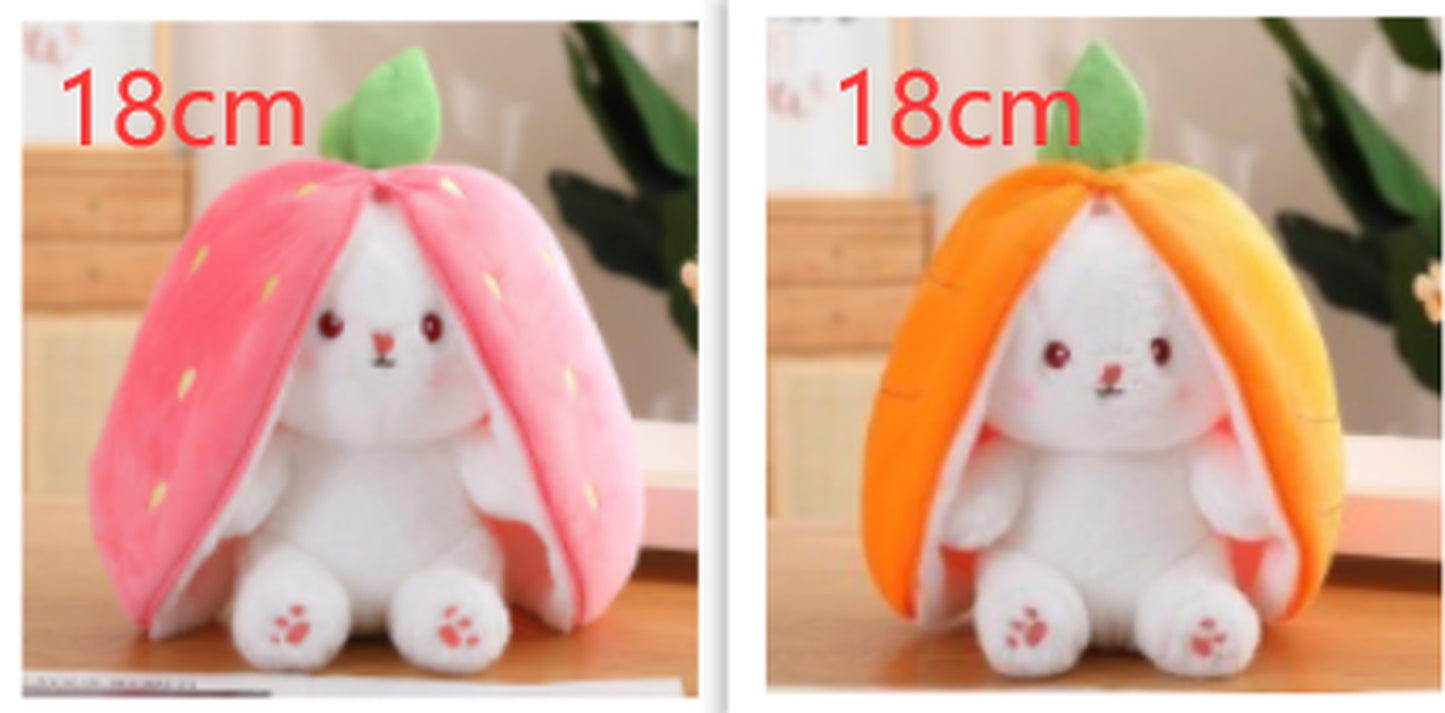 Adorable Kawaii Fruit Bunny Plush Toy - Cute Carrot & Strawberry Rabbit for Kids' Birthday & Christmas Gifts!