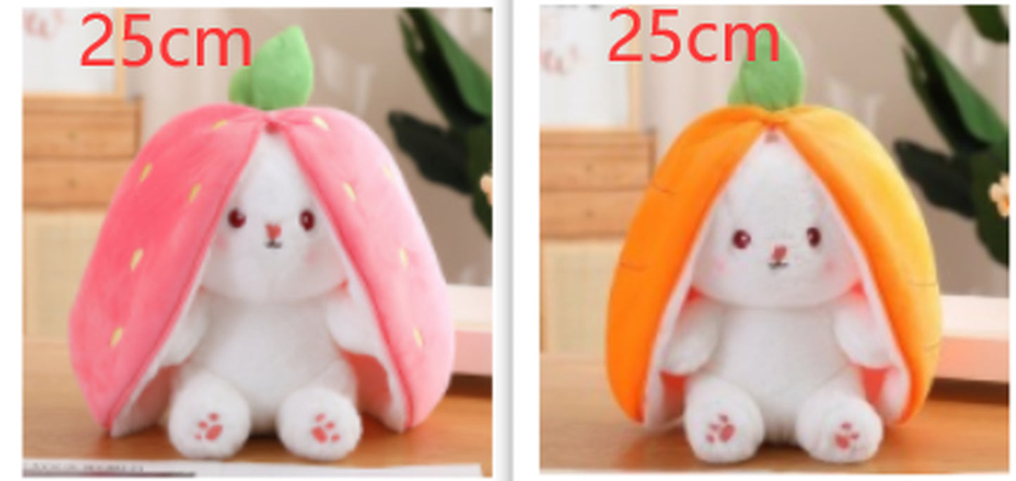 Adorable Kawaii Fruit Bunny Plush Toy - Cute Carrot & Strawberry Rabbit for Kids' Birthday & Christmas Gifts!