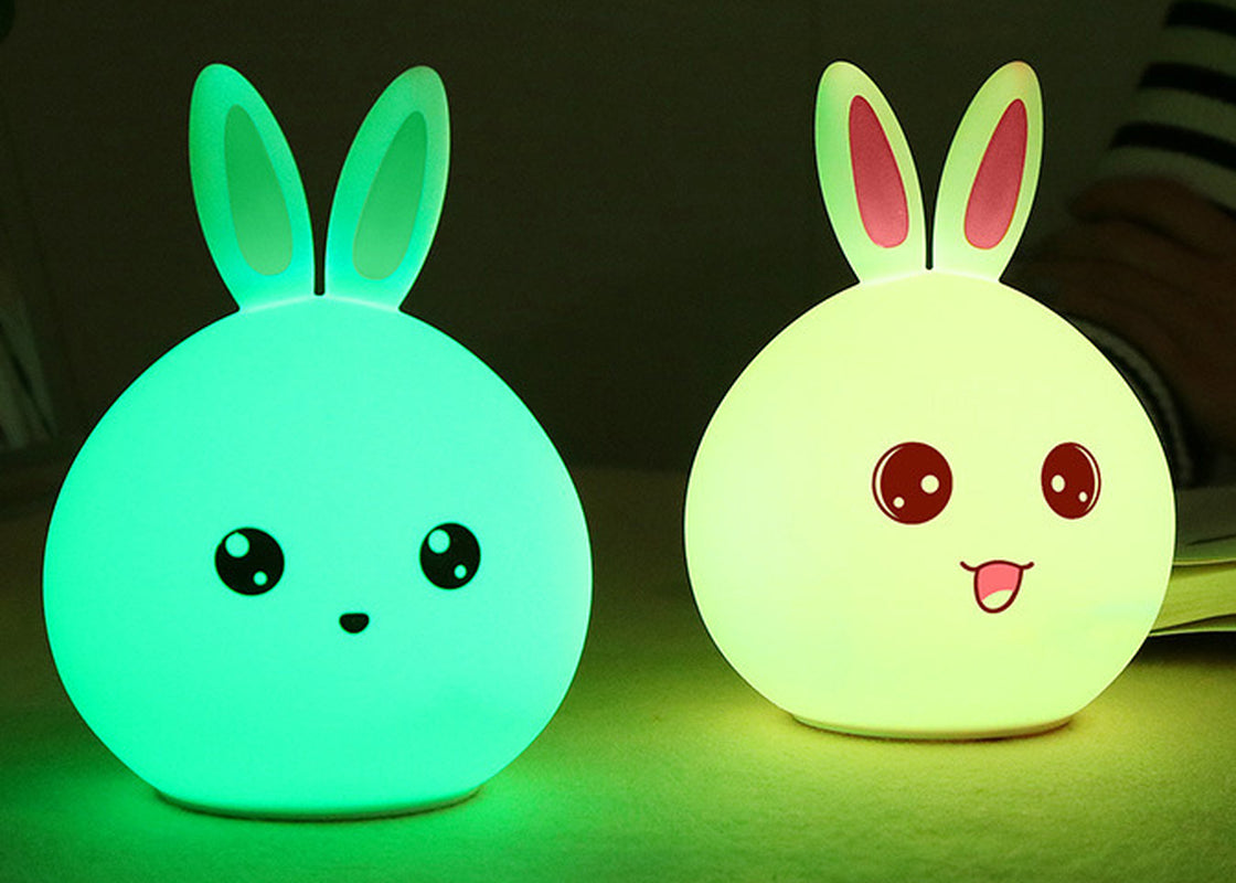 Adorable Touch Sensor Rabbit Night Light - Colorful Silicone LED Lamp for Kids