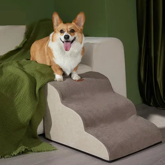Pet Stairs for Small Dogs & Cats - Anti-Slip 2/3/4 Step Ramp Ladder with Removable Design for Easy Bed Access!