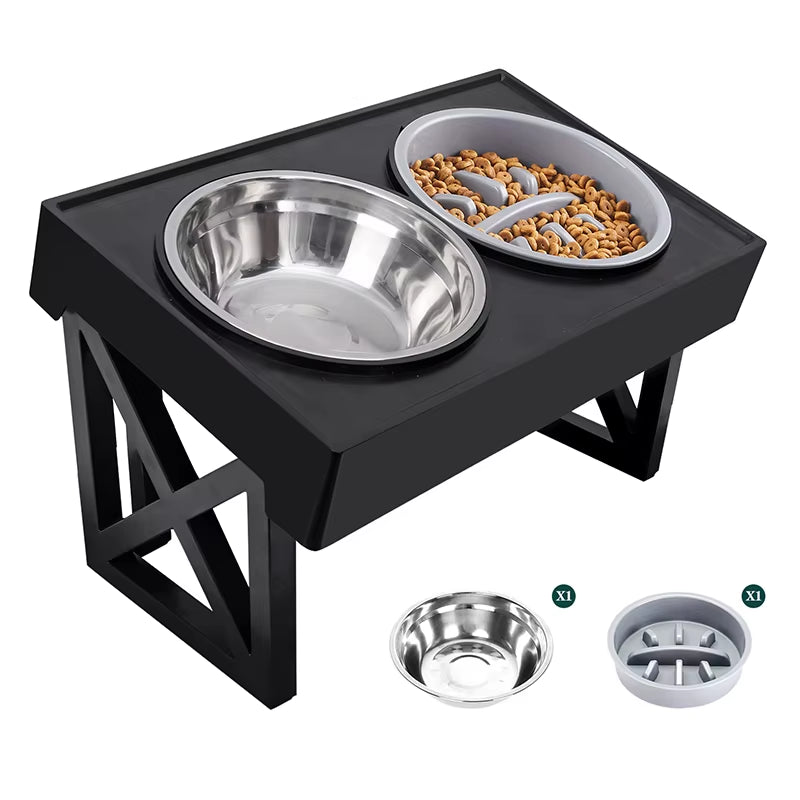 Elevate Your Dog's Dining Experience: Adjustable Slow Feeder Bowls for Medium to Large Dogs - 3 Heights for Optimal Comfort