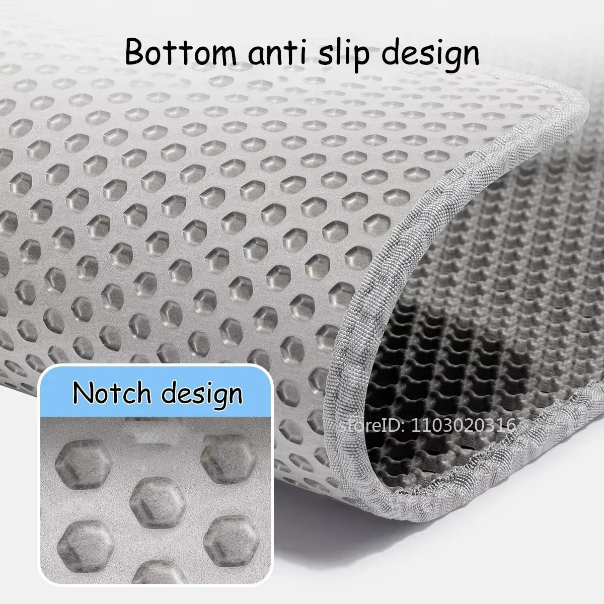 Premium Waterproof Cat Litter Mat - 60x90cm Double Layer EVA, Non-Slip & Washable for Easy Pet Cleanup