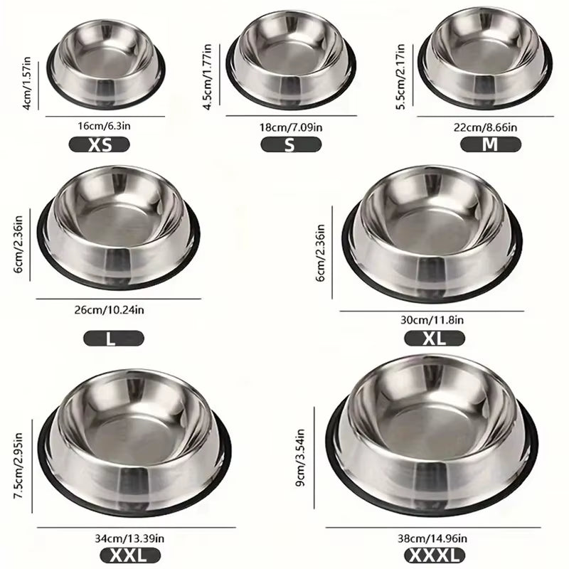 Premium Non-Slip Stainless Steel Pet Bowl with Rubber Base - Ideal for Food and Water!