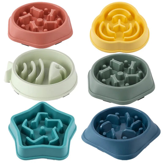 Healthy Slow Feed Bowl for Cats and Dogs - Anti-Choking Design, Non-Slip Base, Multiple Colors & Shapes Available!