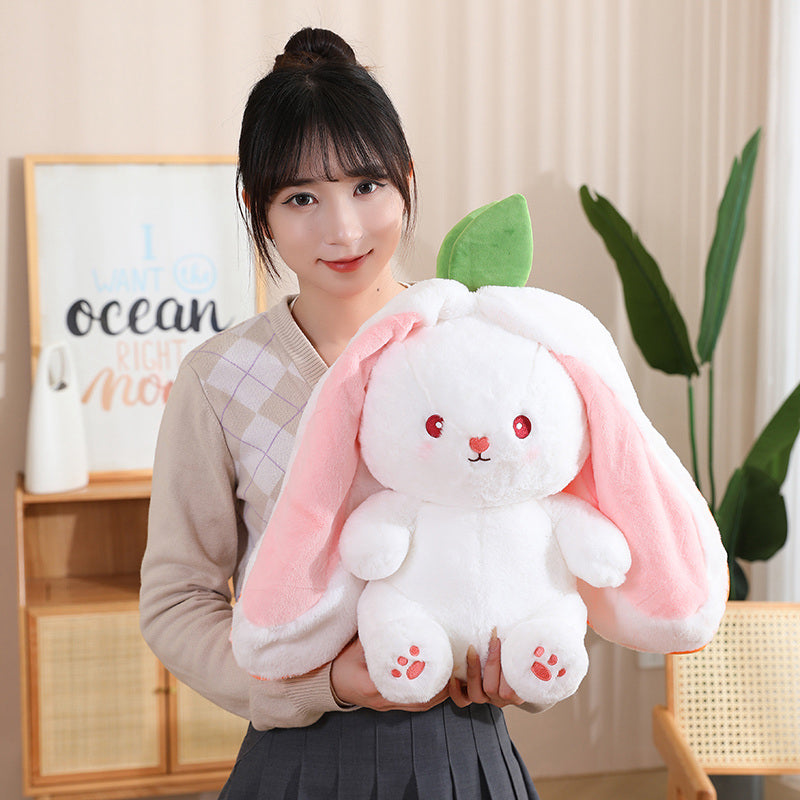Adorable Kawaii Fruit Bunny Plush Toy - Cute Carrot & Strawberry Rabbit for Kids' Birthday & Christmas Gifts!