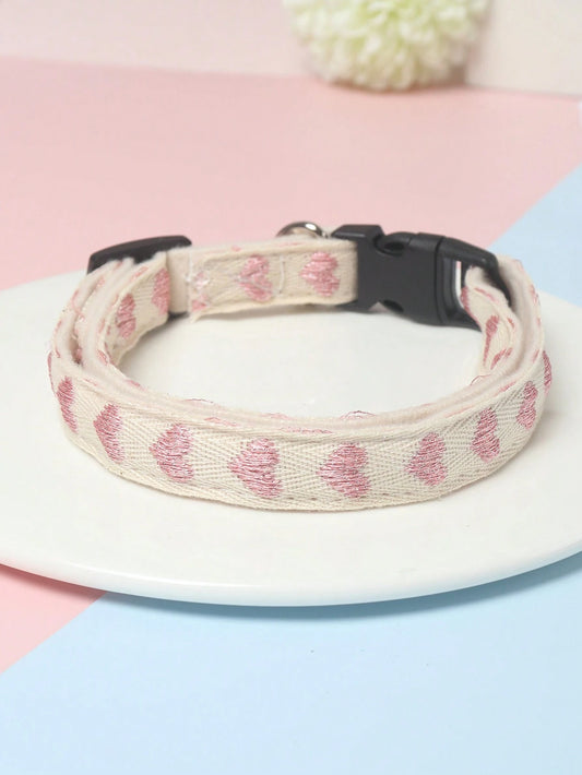 1Pc Love Pattern Jacquard Soft Pet Collar Suitable for Small Cats and Dogs (Not for Large Dogs)