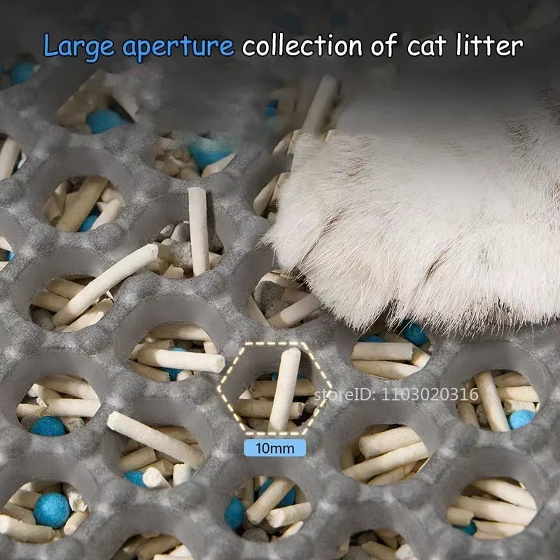 Premium Waterproof Cat Litter Mat - 60x90cm Double Layer EVA, Non-Slip & Washable for Easy Pet Cleanup