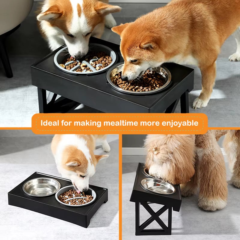 Elevate Your Dog's Dining Experience: Adjustable Slow Feeder Bowls for Medium to Large Dogs - 3 Heights for Optimal Comfort