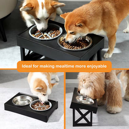 Elevate Your Dog's Dining Experience: Adjustable Slow Feeder Bowls for Medium to Large Dogs - 3 Heights for Optimal Comfort