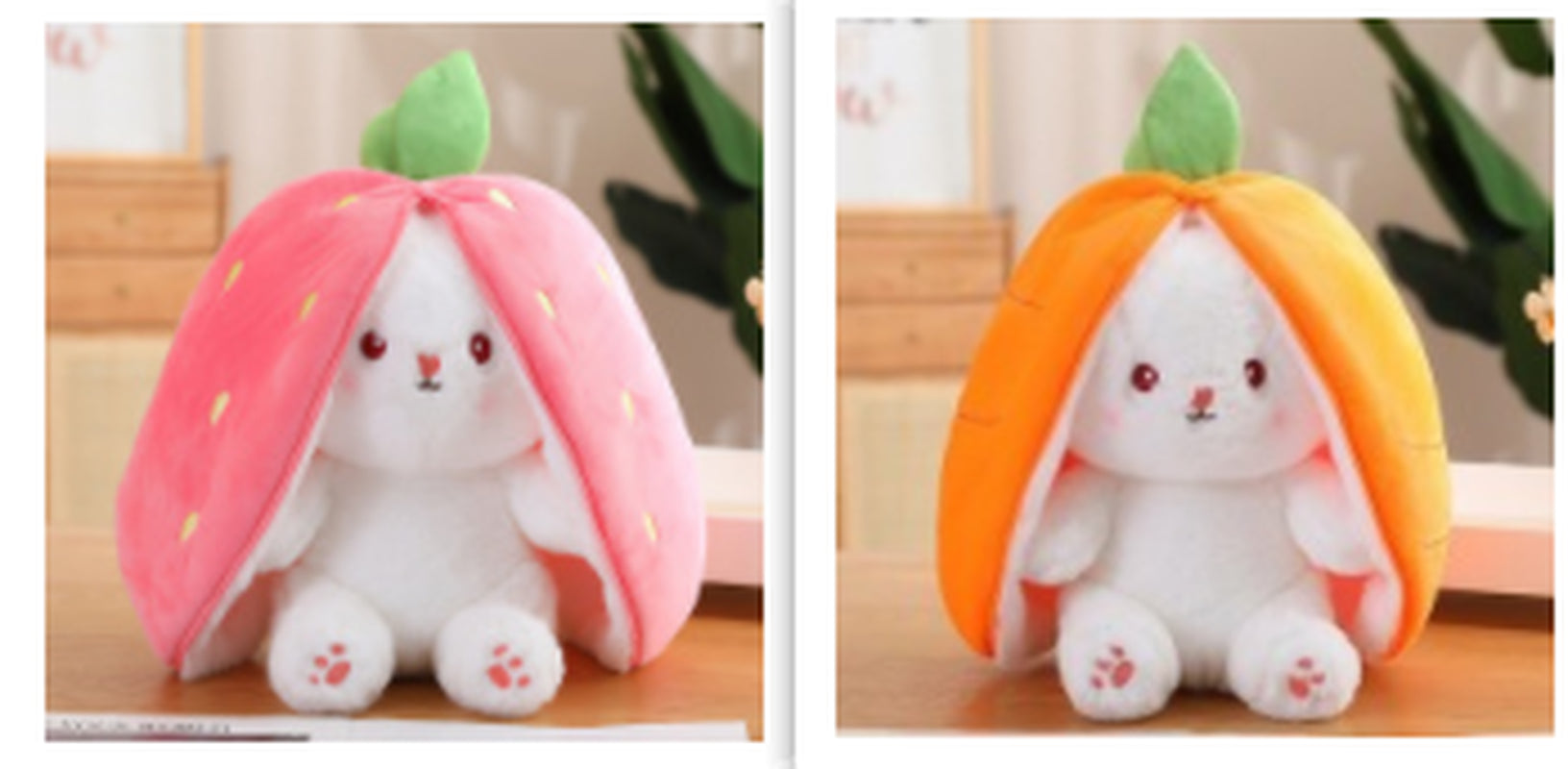 Adorable Kawaii Fruit Bunny Plush Toy - Cute Carrot & Strawberry Rabbit for Kids' Birthday & Christmas Gifts!