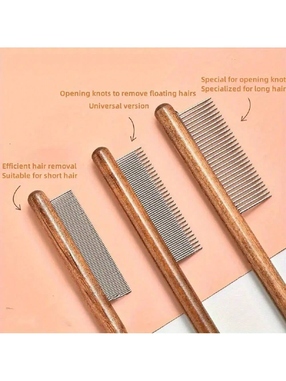 Premium Wooden Handle Pet Hair Removal Comb - Effective Deshedding Slicker Brush for Grooming Your Furry Friend
