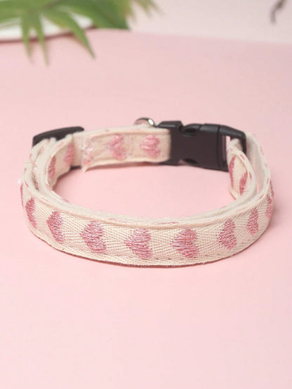 1Pc Love Pattern Jacquard Soft Pet Collar Suitable for Small Cats and Dogs (Not for Large Dogs)