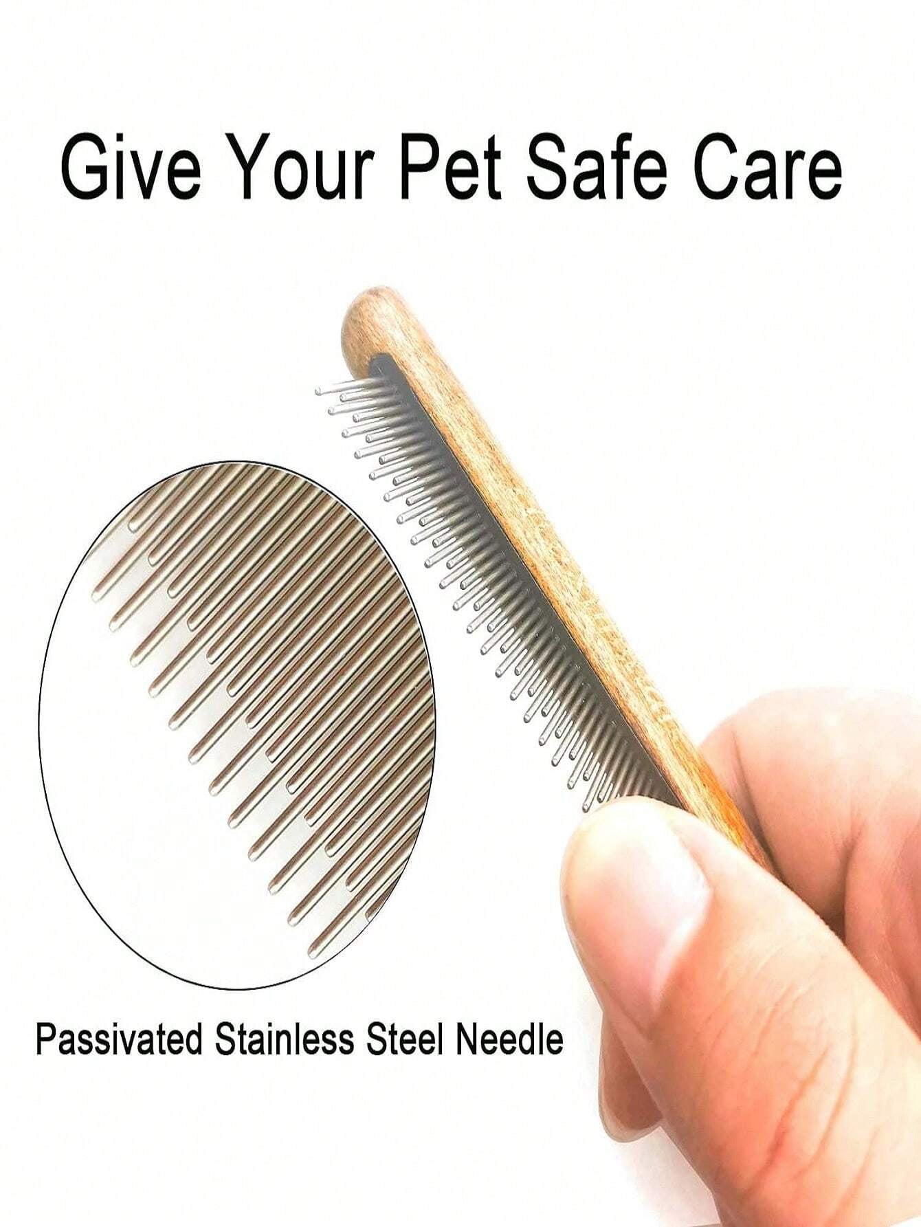 Premium Wooden Handle Pet Hair Removal Comb - Effective Deshedding Slicker Brush for Grooming Your Furry Friend