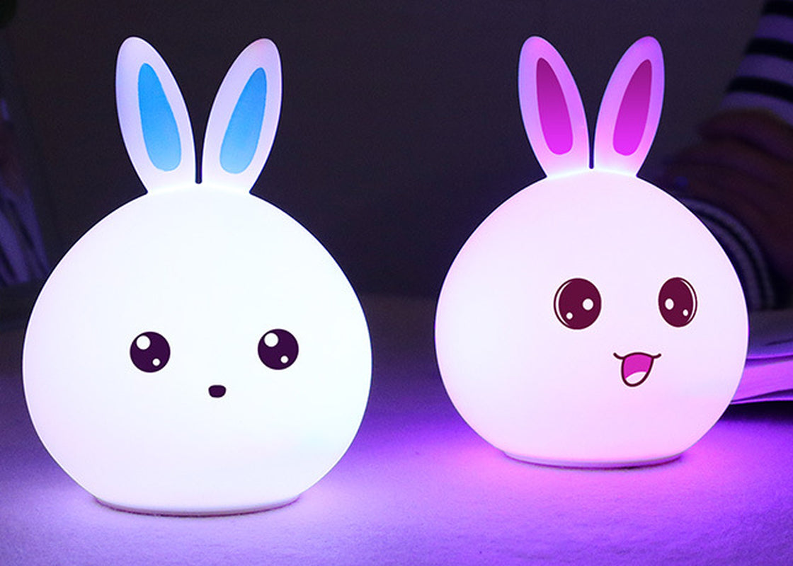 Adorable Touch Sensor Rabbit Night Light - Colorful Silicone LED Lamp for Kids