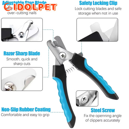 Ultimate Pet Nail Clipper with Safety Guard - Premium Stainless Steel Scissors for Safe Cat & Dog Grooming