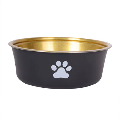 Stylish Golden Premium Stainless Steel Dog Bowl - Large Capacity & Anti-Knock Design for Mess-Free Feeding