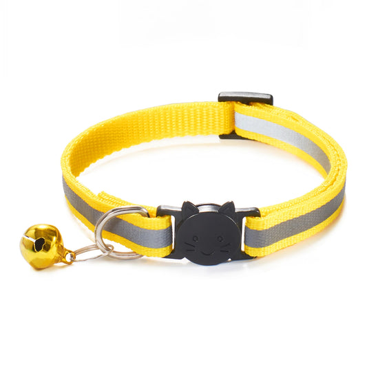 Vibrant Reflective Breakaway Cat Collar with Bell - Adjustable, Soft & Safe Design for Your Feline Friend!