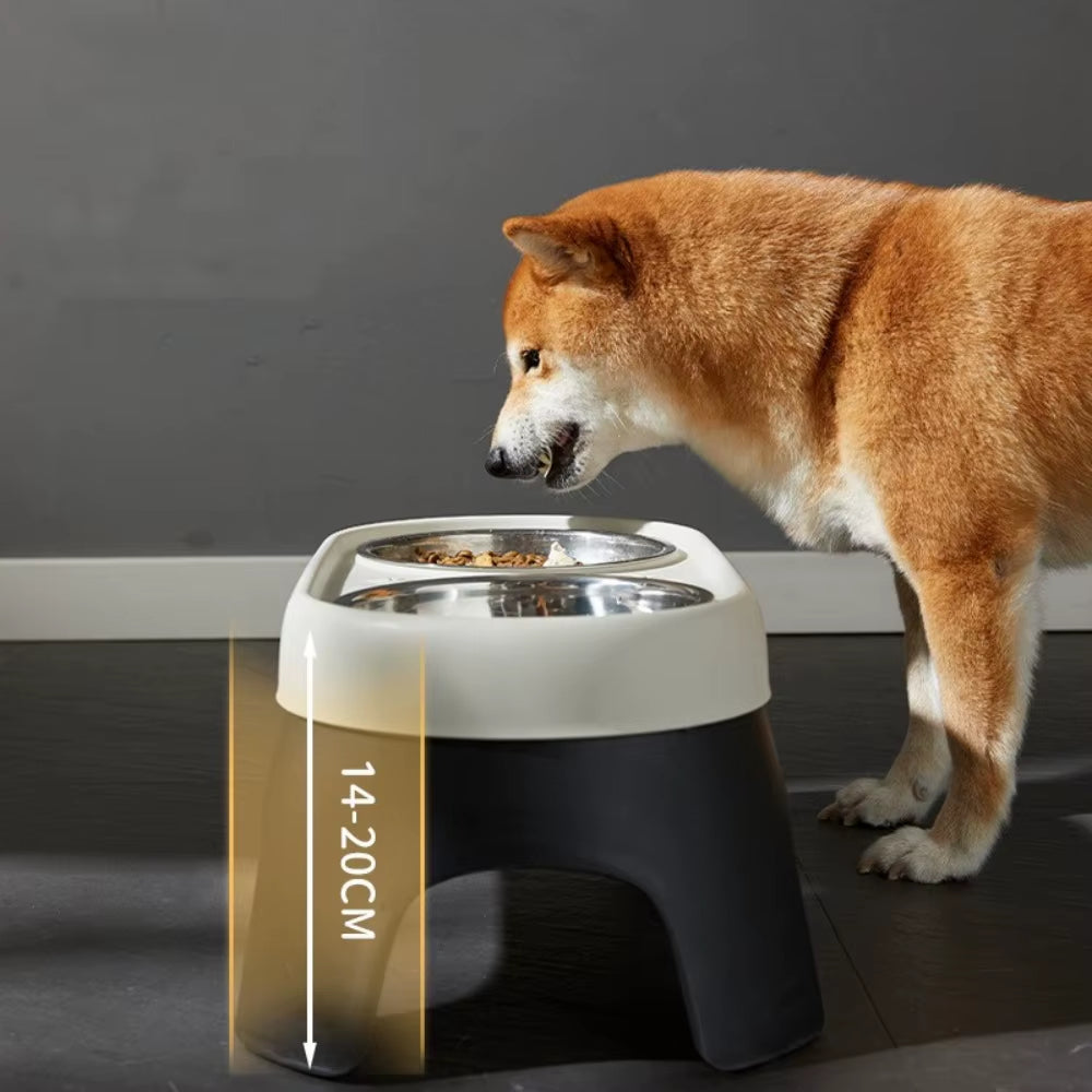 Premium Elevated Stainless Steel Pet Feeding Bowls - Anti-Knock Double Bowl for Cats and Dogs with Leak Proof Design