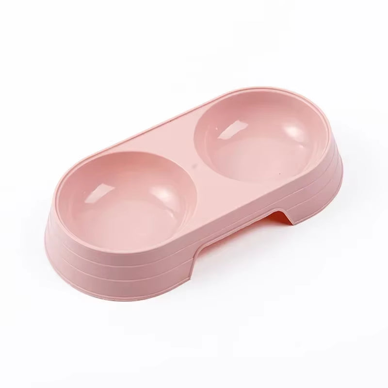 Chic Macaron Double Bowl Pet Feeder for Dogs and Cats - Perfect for Food and Water