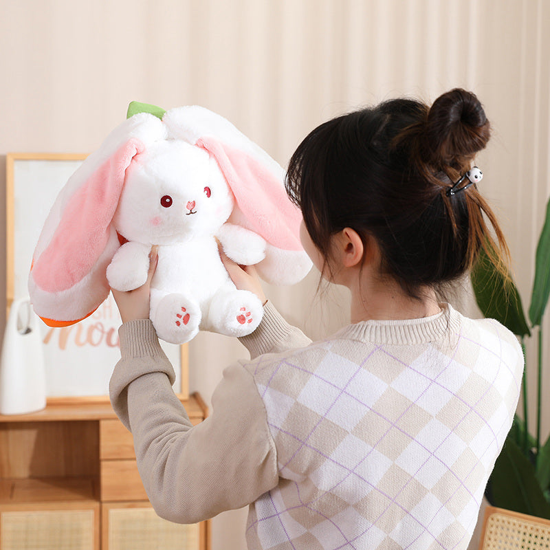 Adorable Kawaii Fruit Bunny Plush Toy - Cute Carrot & Strawberry Rabbit for Kids' Birthday & Christmas Gifts!