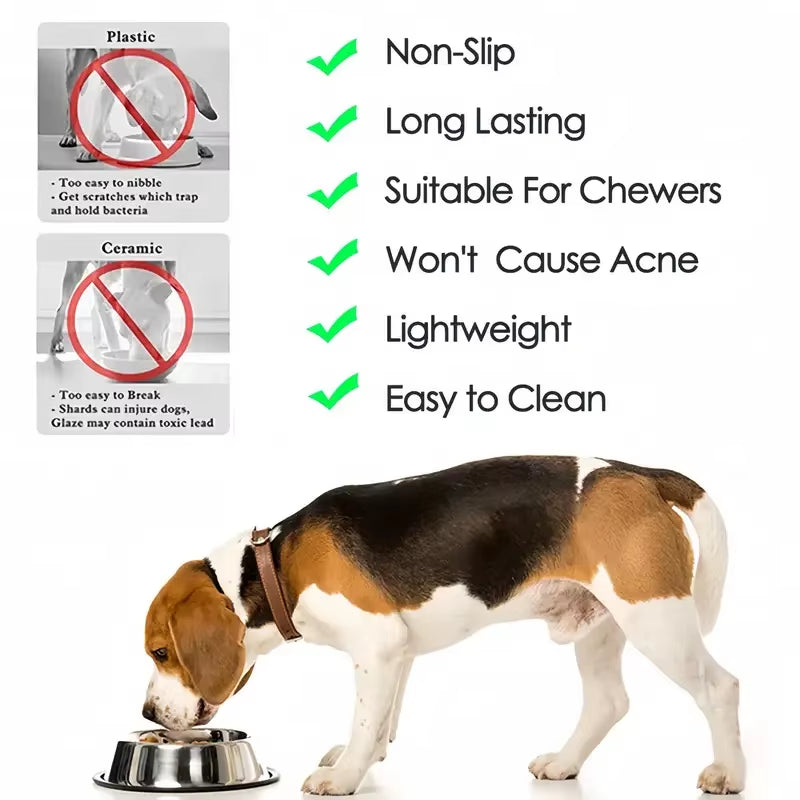 Premium Non-Slip Stainless Steel Pet Bowl with Rubber Base - Ideal for Food and Water!