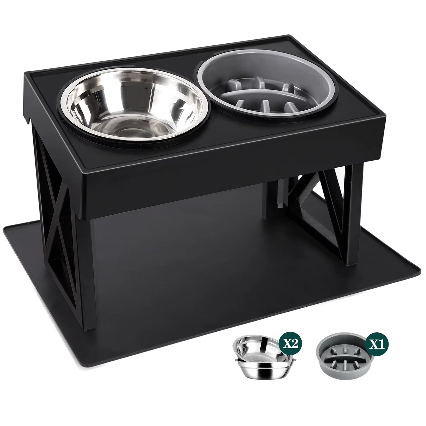 Elevate Your Dog's Dining Experience: Adjustable Slow Feeder Bowls for Medium to Large Dogs - 3 Heights for Optimal Comfort