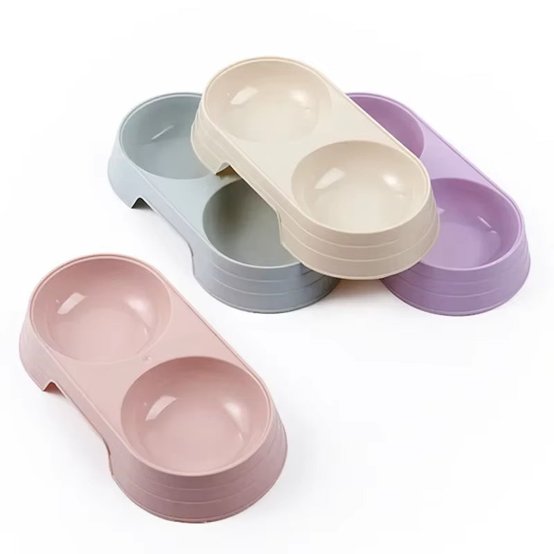 Chic Macaron Double Bowl Pet Feeder for Dogs and Cats - Perfect for Food and Water