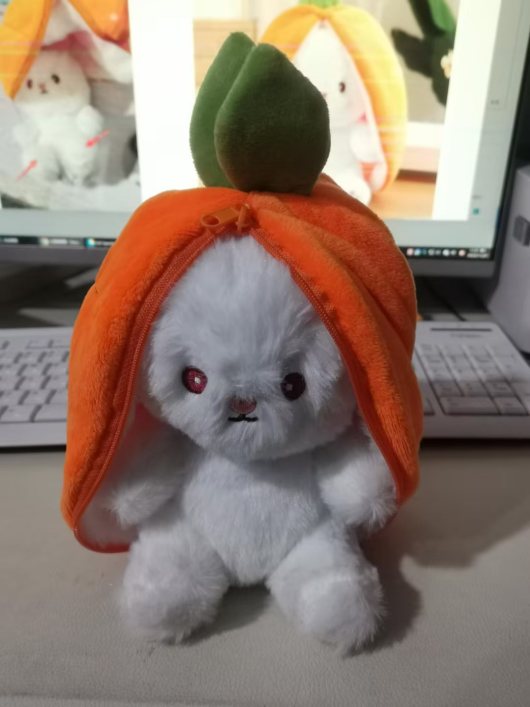 Adorable Kawaii Fruit Bunny Plush Toy - Cute Carrot & Strawberry Rabbit for Kids' Birthday & Christmas Gifts!