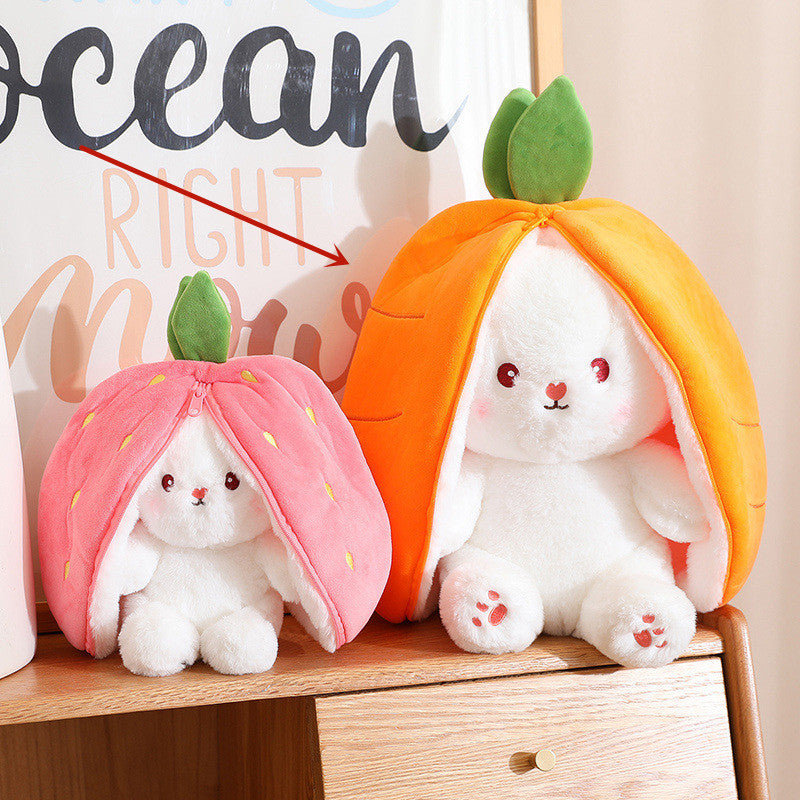 Adorable Kawaii Fruit Bunny Plush Toy - Cute Carrot & Strawberry Rabbit for Kids' Birthday & Christmas Gifts!