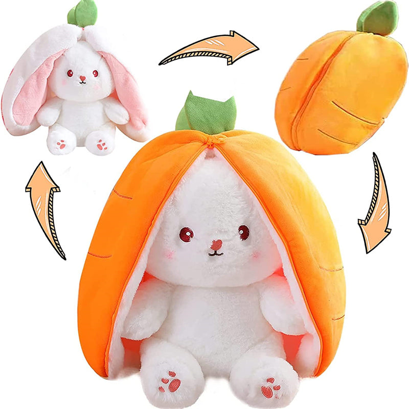 Adorable Kawaii Fruit Bunny Plush Toy - Cute Carrot & Strawberry Rabbit for Kids' Birthday & Christmas Gifts!