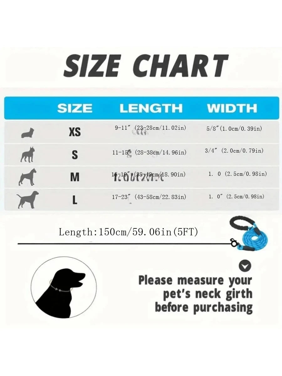Premium Reflective Pet Leash & Adjustable Nylon Collar Set for Dogs of All Sizes
