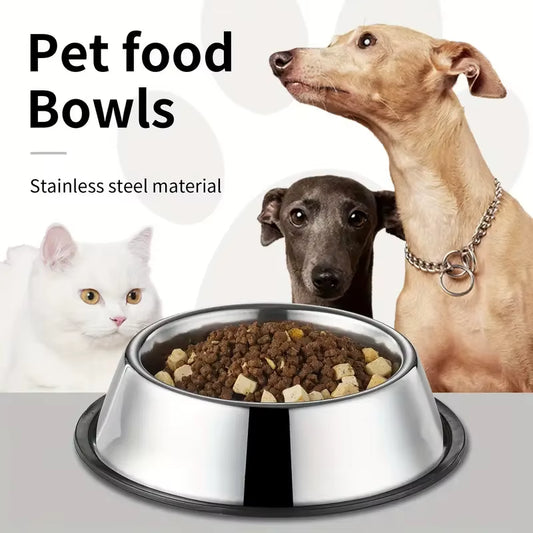 Premium Non-Slip Stainless Steel Pet Bowl with Rubber Base - Ideal for Food and Water!
