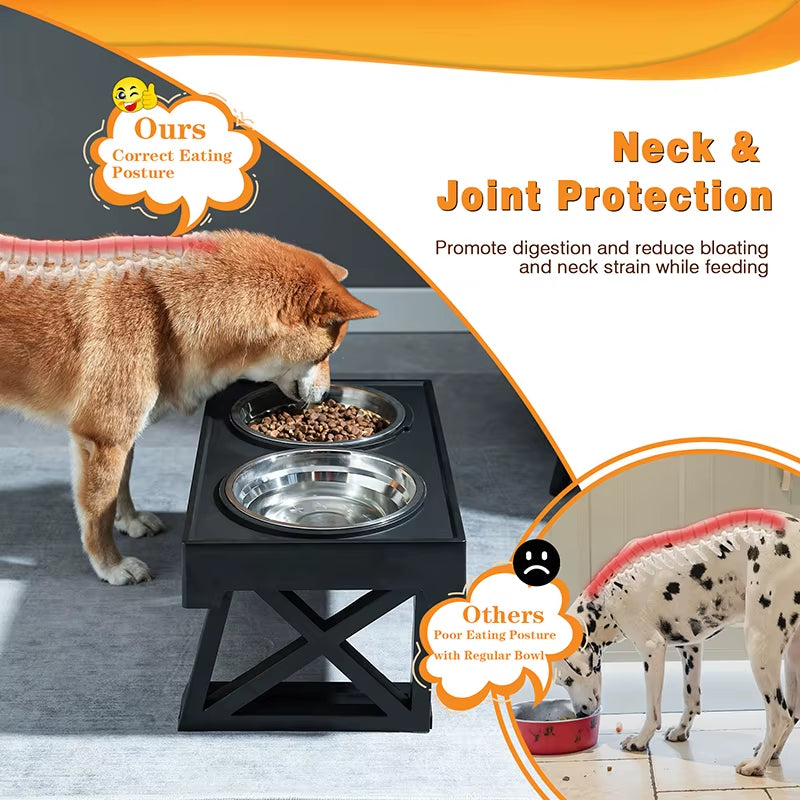 Elevate Your Dog's Dining Experience: Adjustable Slow Feeder Bowls for Medium to Large Dogs - 3 Heights for Optimal Comfort
