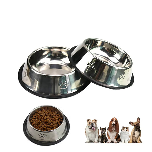 Stylish Skidproof Paw Stainless Steel Dog Bowl - Perfect Feeding Solution for Your Furry Friends in 6 Sizes