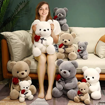 Adorable 23-45Cm Plush Teddy Bear with Roses - Perfect Birthday or Valentine's Day Gift for Girlfriend!