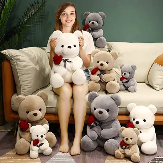 Adorable 23-45Cm Plush Teddy Bear with Roses - Perfect Birthday or Valentine's Day Gift for Girlfriend!