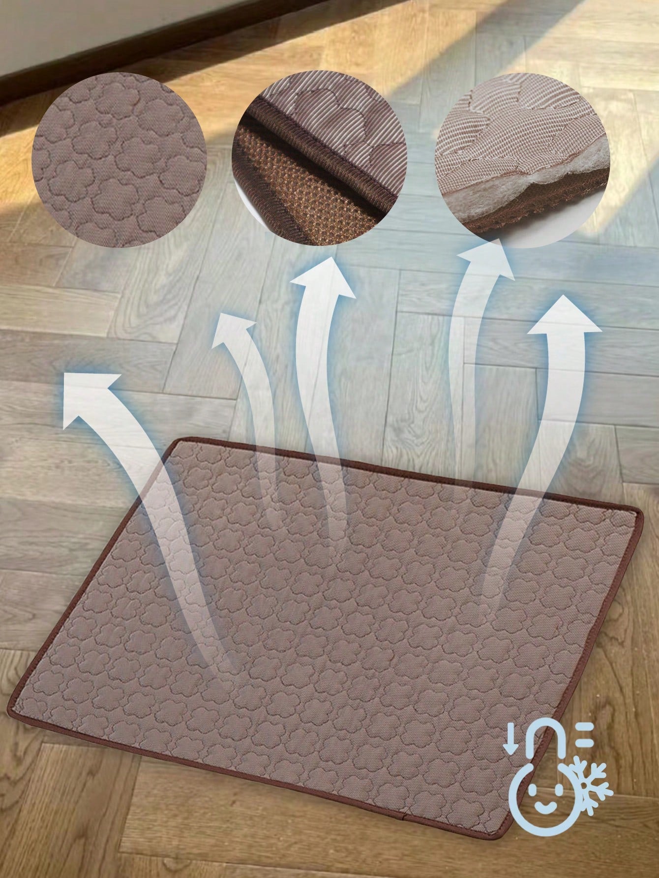 Brown Clover Pet Cooling Mat - Ice Silk Cushion Pad for Dogs & Cats, Perfect for All Sizes!