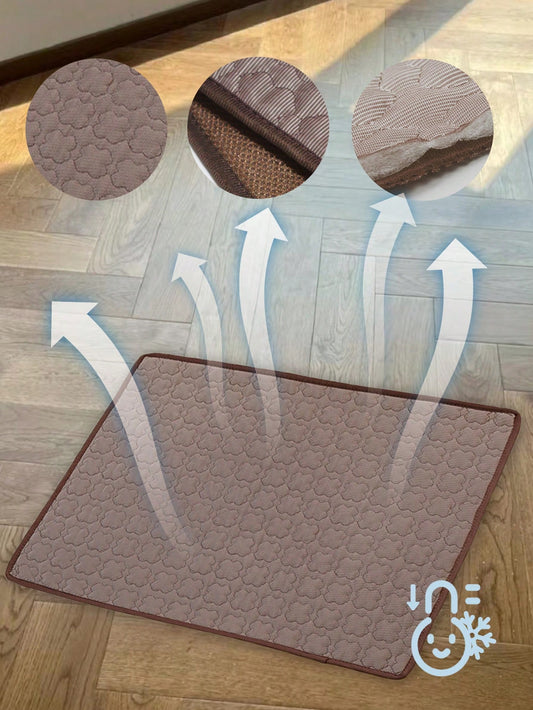 Brown Clover Pet Cooling Mat - Ice Silk Cushion Pad for Dogs & Cats, Perfect for All Sizes!