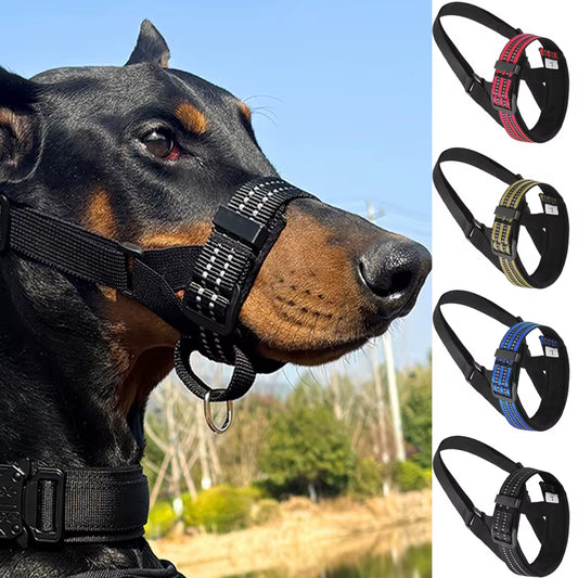 Reflective Tactical Muzzles for Big Dogs - Anti-Barking Training Rope & Essential Pet Accessories