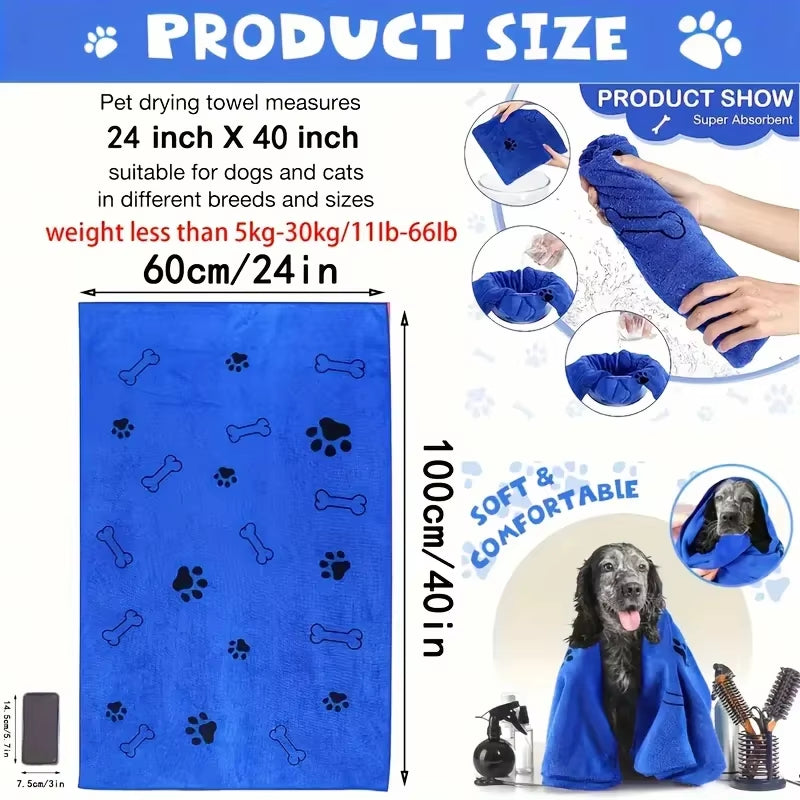 Super Absorbent Quick-Dry Microfiber Pet Towel for Dogs and Cats - Perfect Bath Towel for Medium Pets